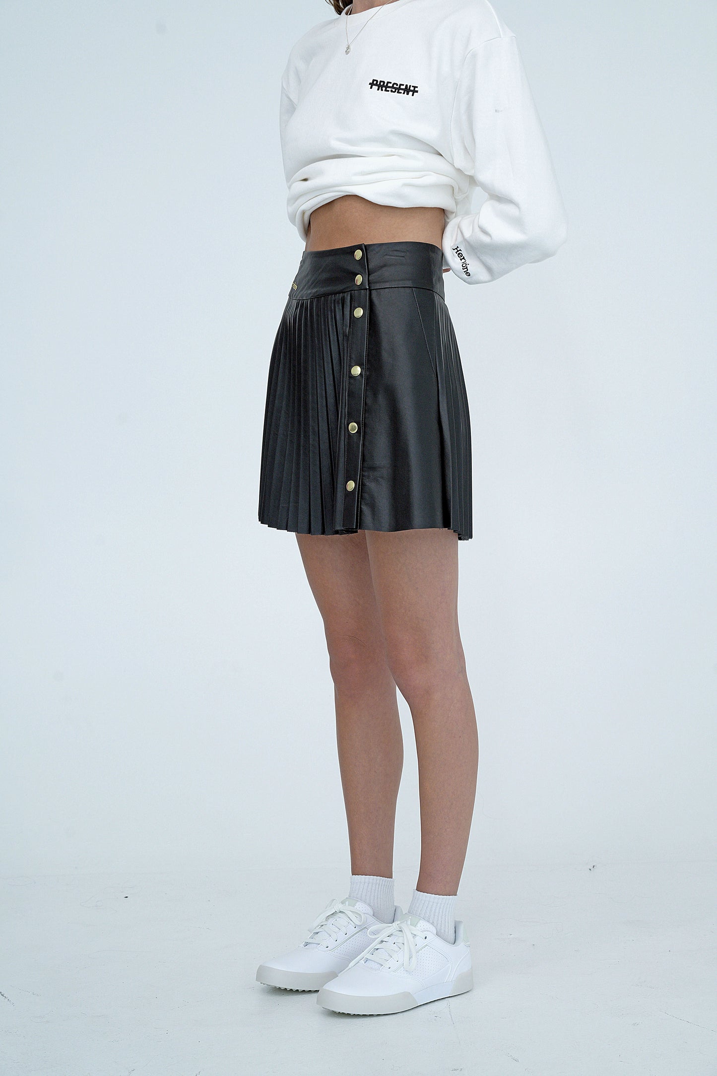 Women's Agathe Leather Wrap Skirt Black