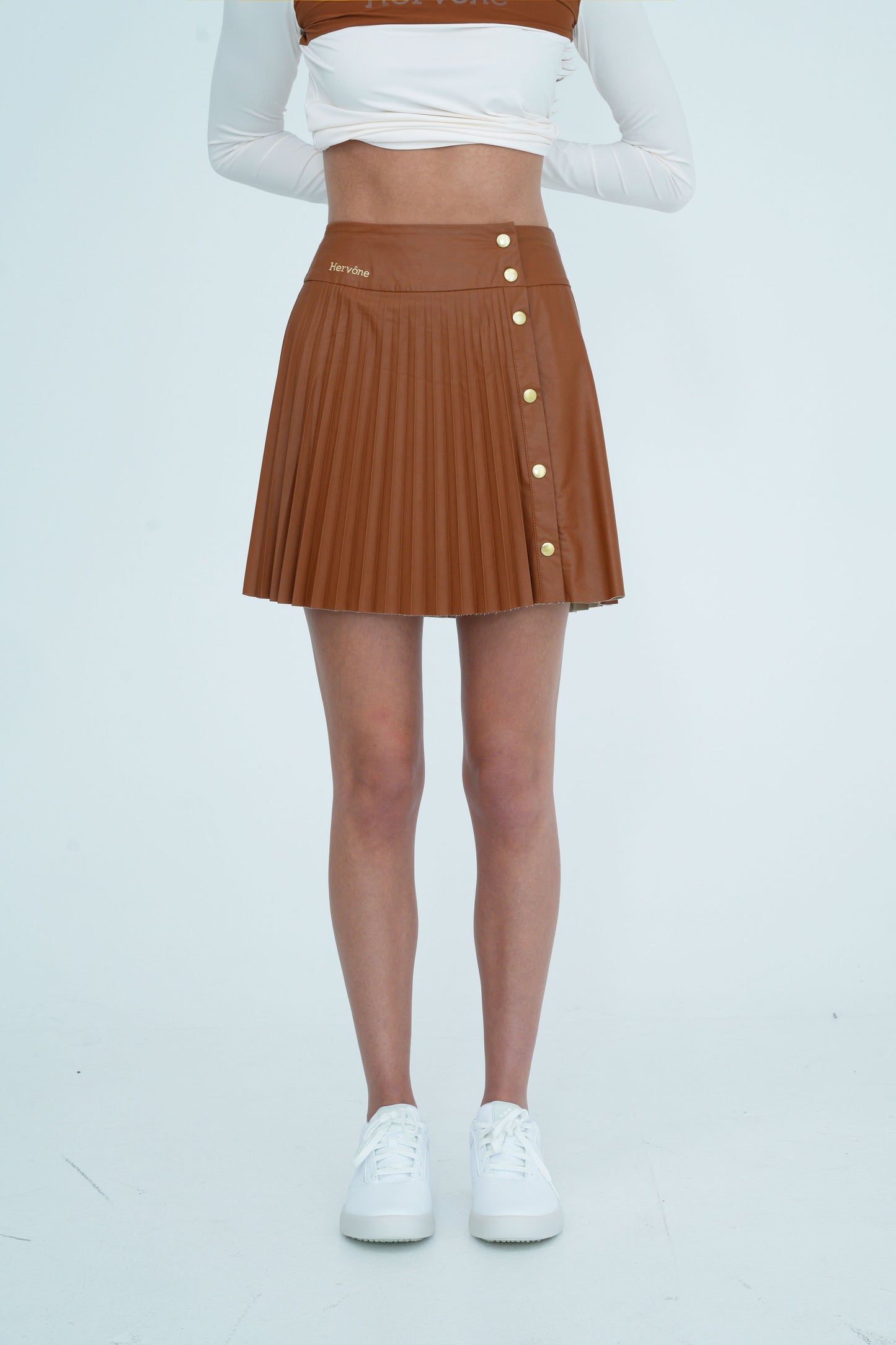 Women's Agathe Leather Wrap Skirt Brick