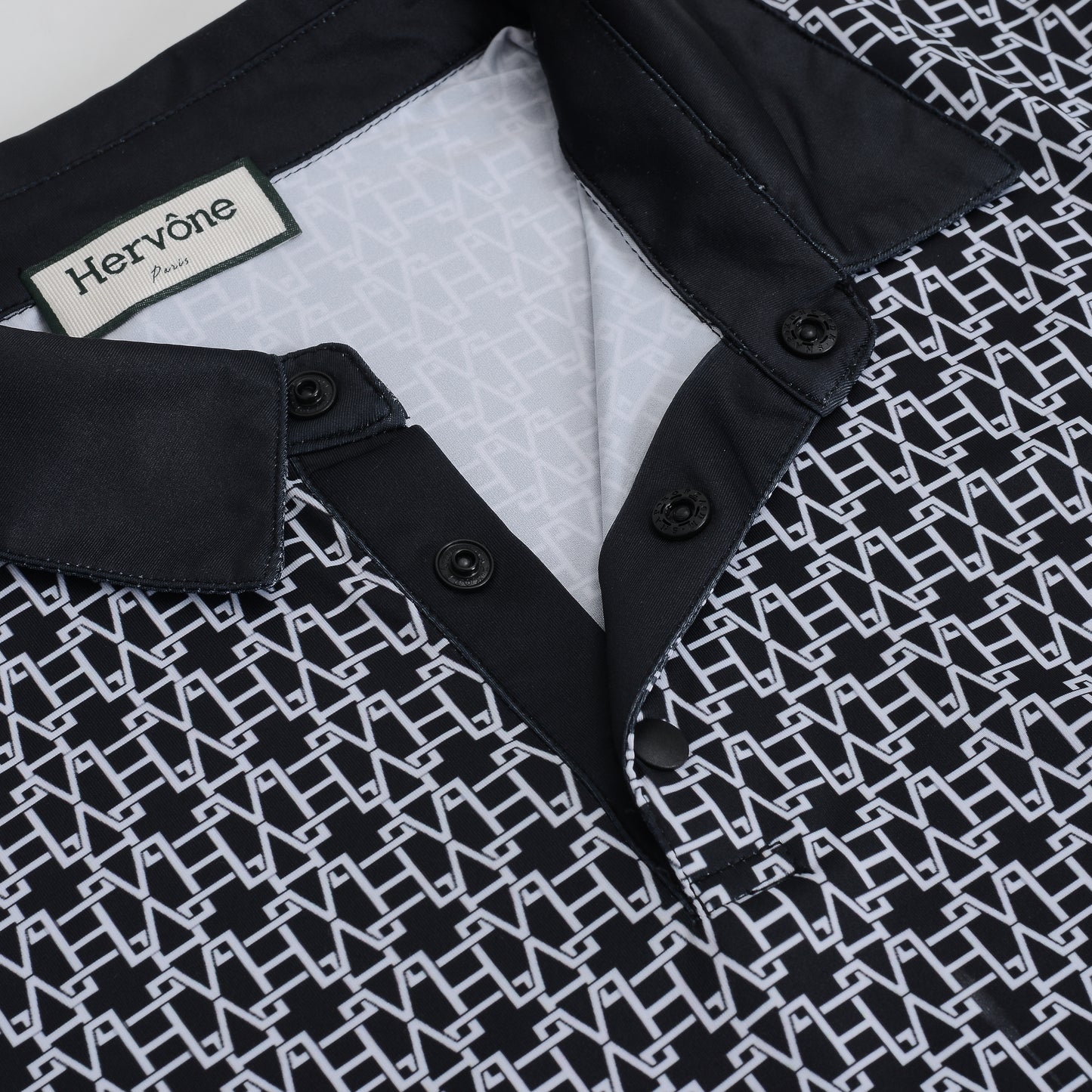 Men's Creed HV Logo Pattern Polo Shirt BLACK