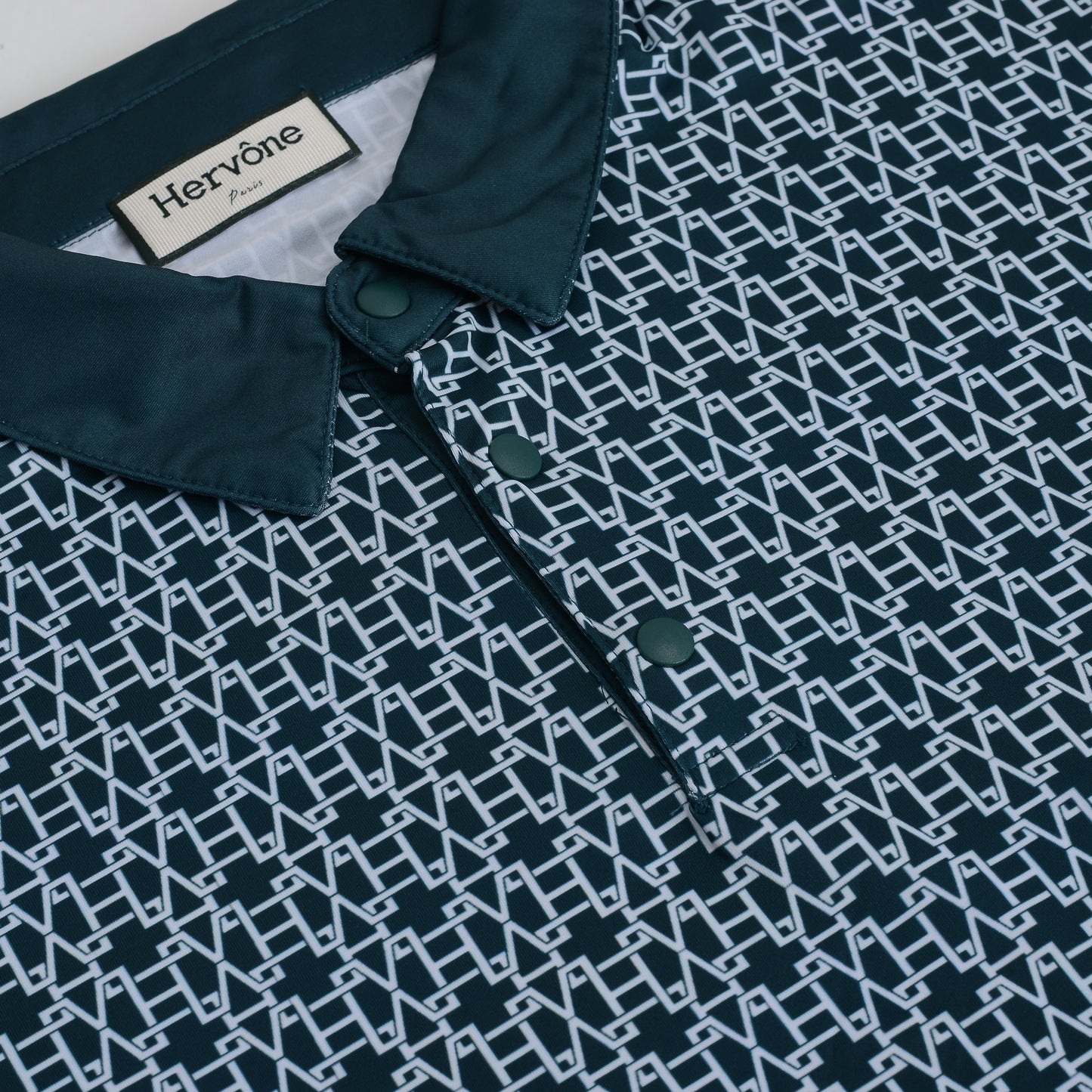 Men's Creed HV Logo Pattern Polo Shirt D.GREEN