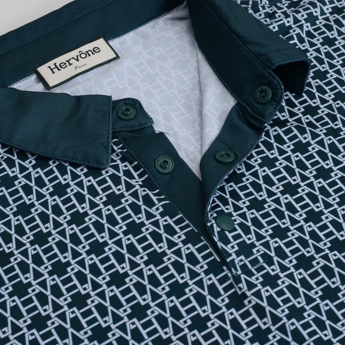 Men's Creed HV Logo Pattern Polo Shirt D.GREEN