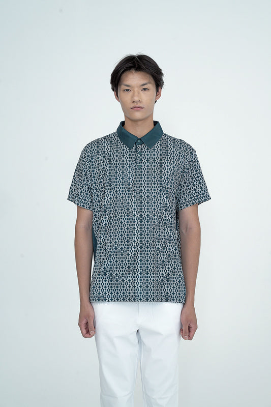 남성용 크리드 HV 로고 패턴 폴로 셔츠 D.GREEN