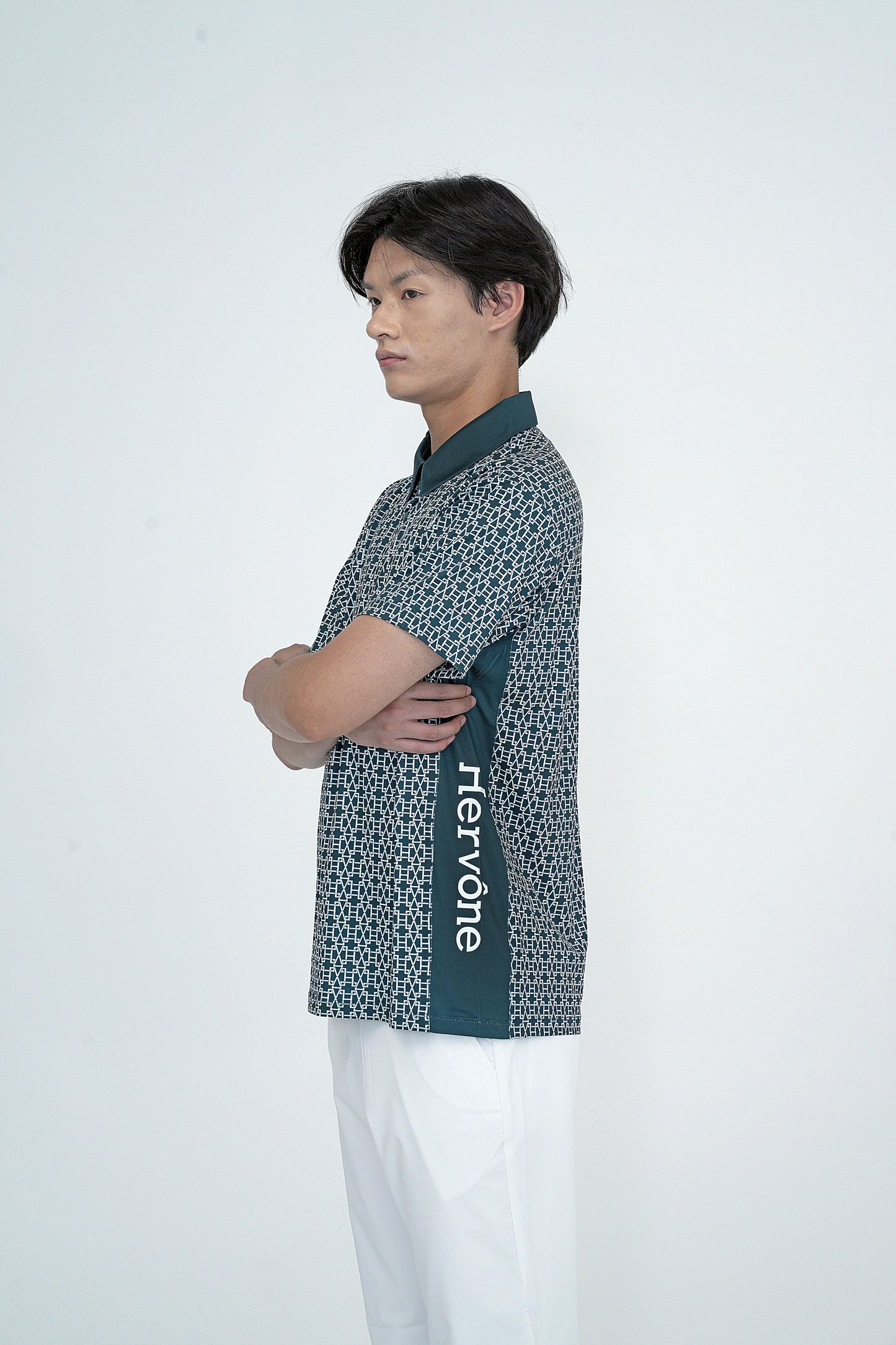Men's Creed HV Logo Pattern Polo Shirt D.GREEN