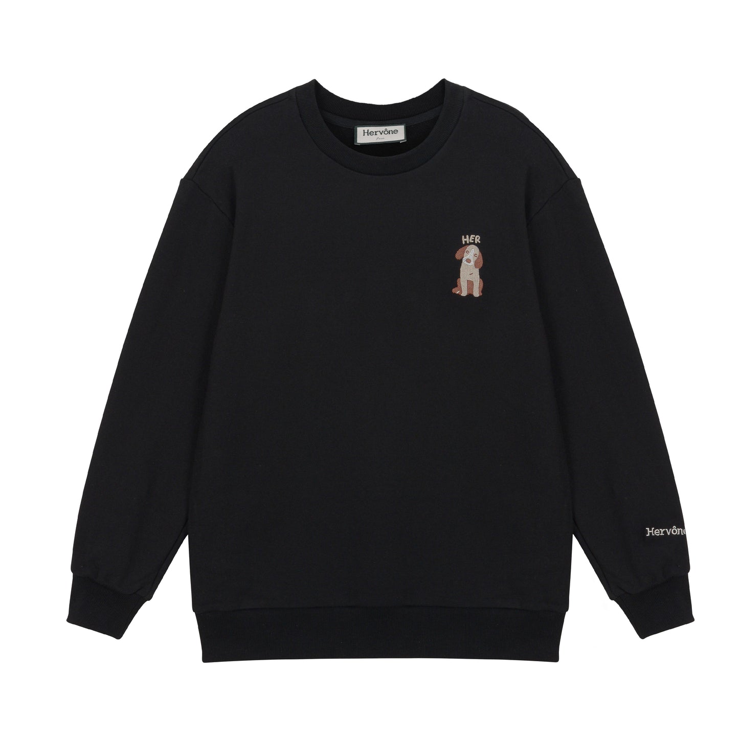 Hervone 유니섹스 아르센 크루넥 셔츠 BLACK