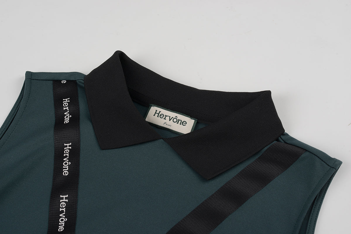 Women's Celine Asymmetric Collar Dress D.GREEN