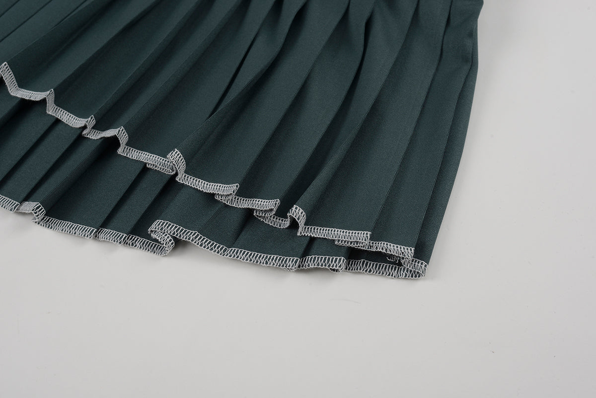 Women's Celine Asymmetric Collar Dress D.GREEN
