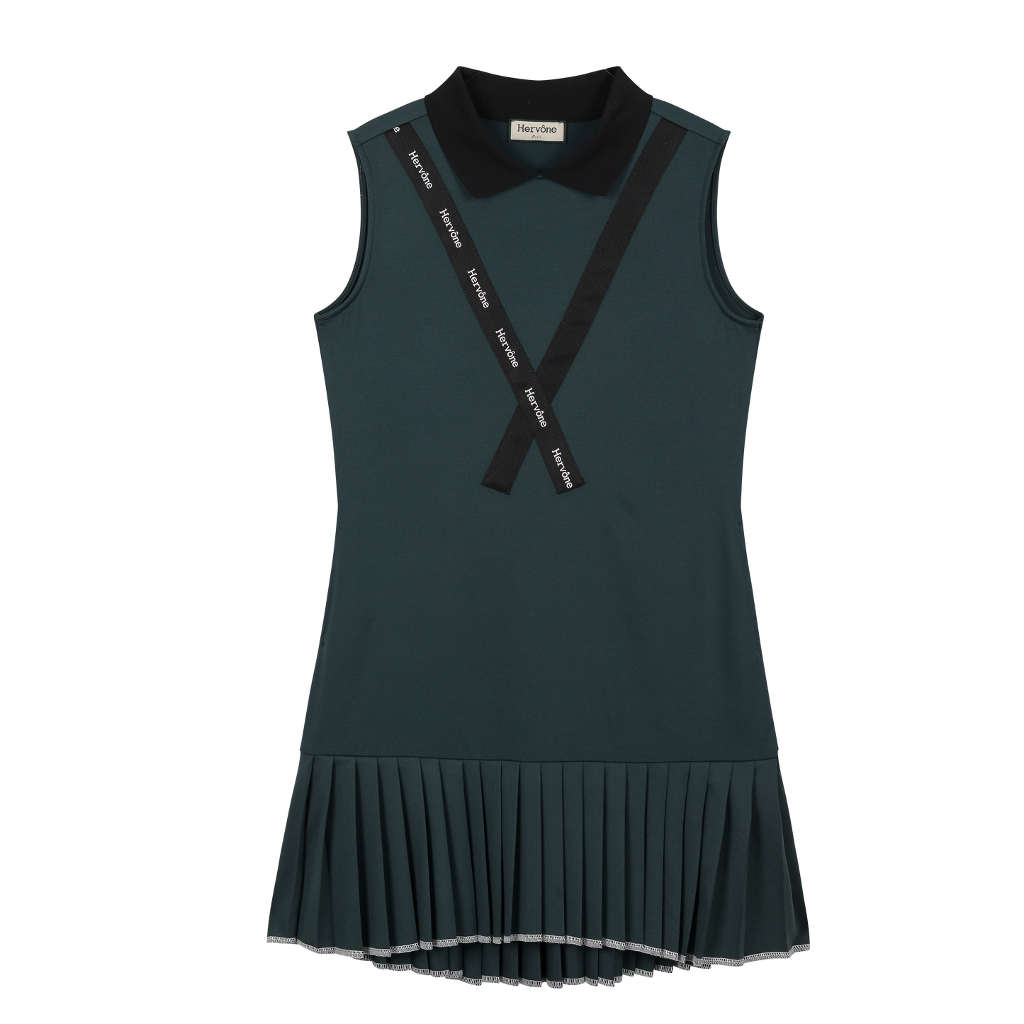 Women's Celine Asymmetric Collar Dress D.GREEN