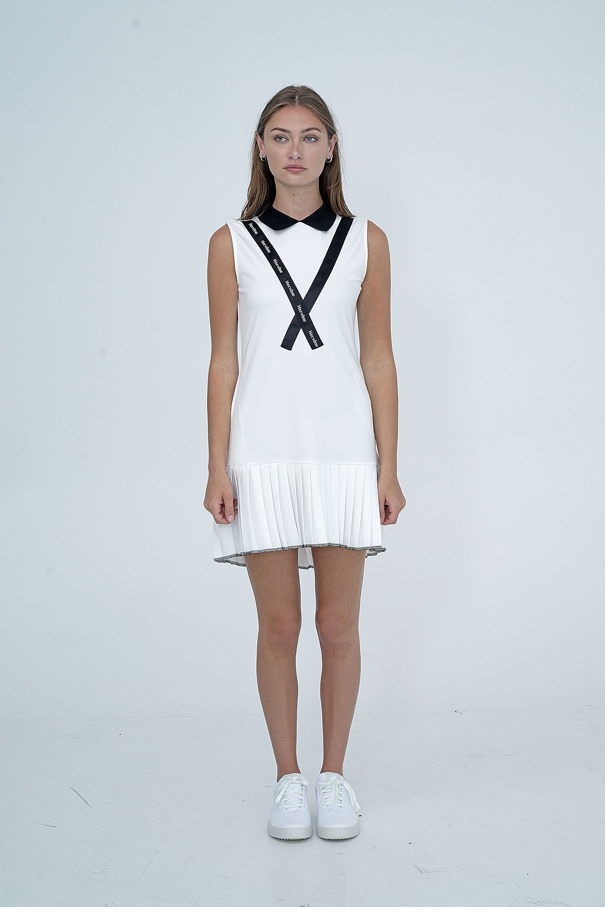 Women's Celine Asymmetric Collar Dress WHITE
