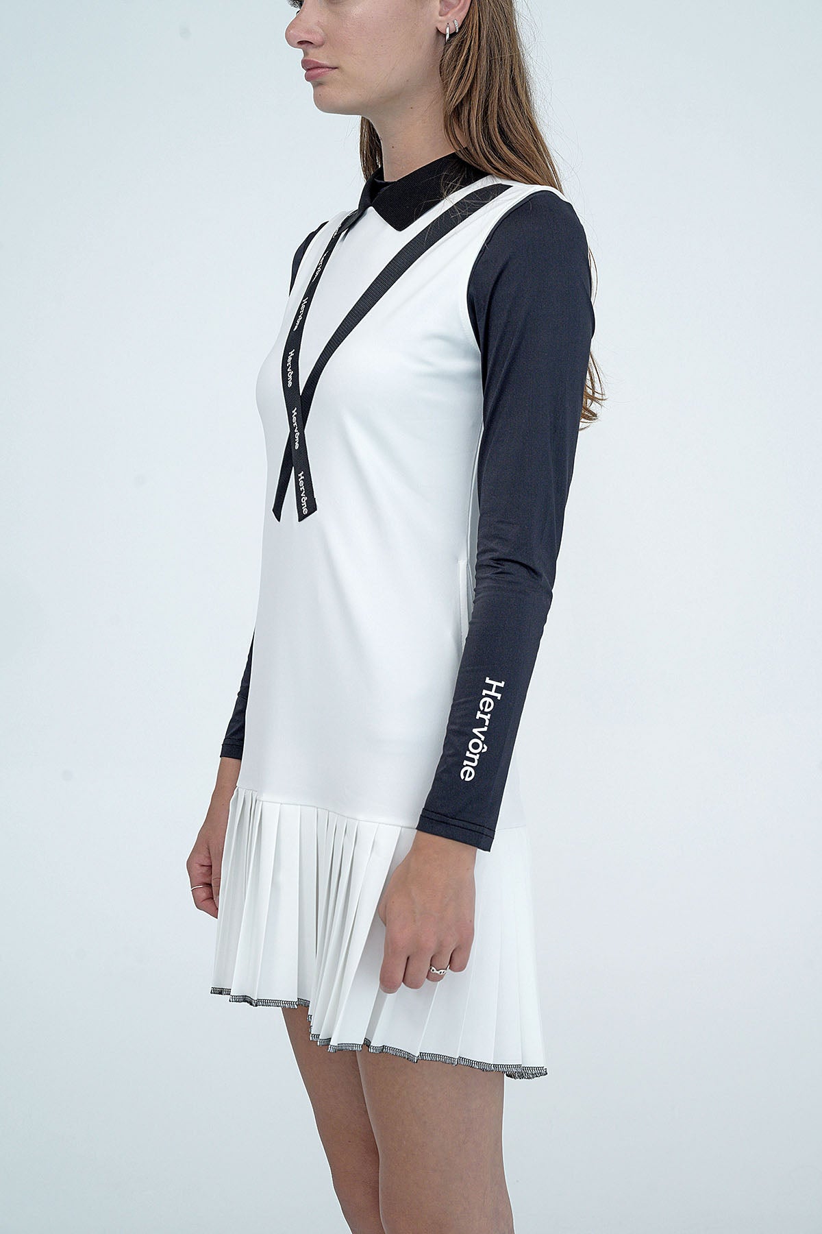 Women's Celine Asymmetric Collar Dress WHITE