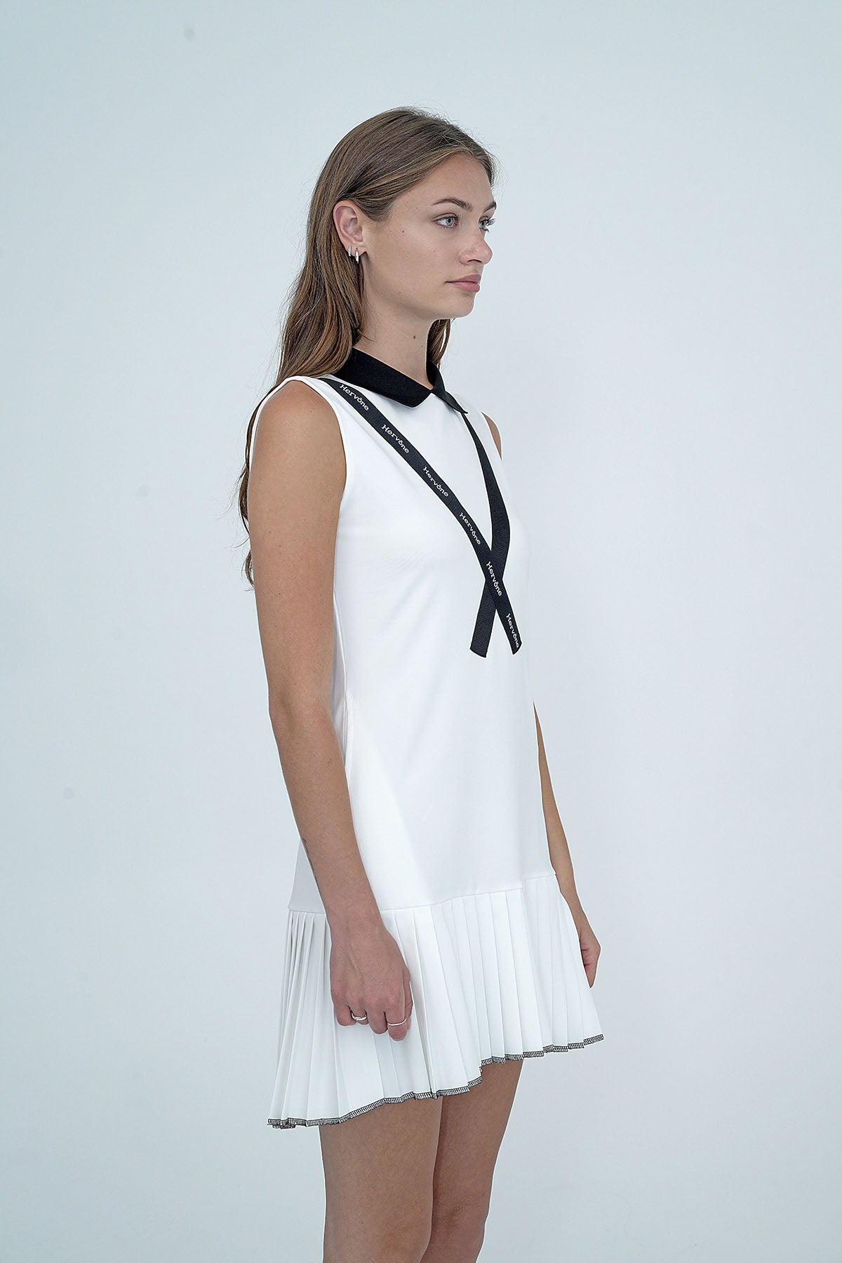 Women's Celine Asymmetric Collar Dress WHITE