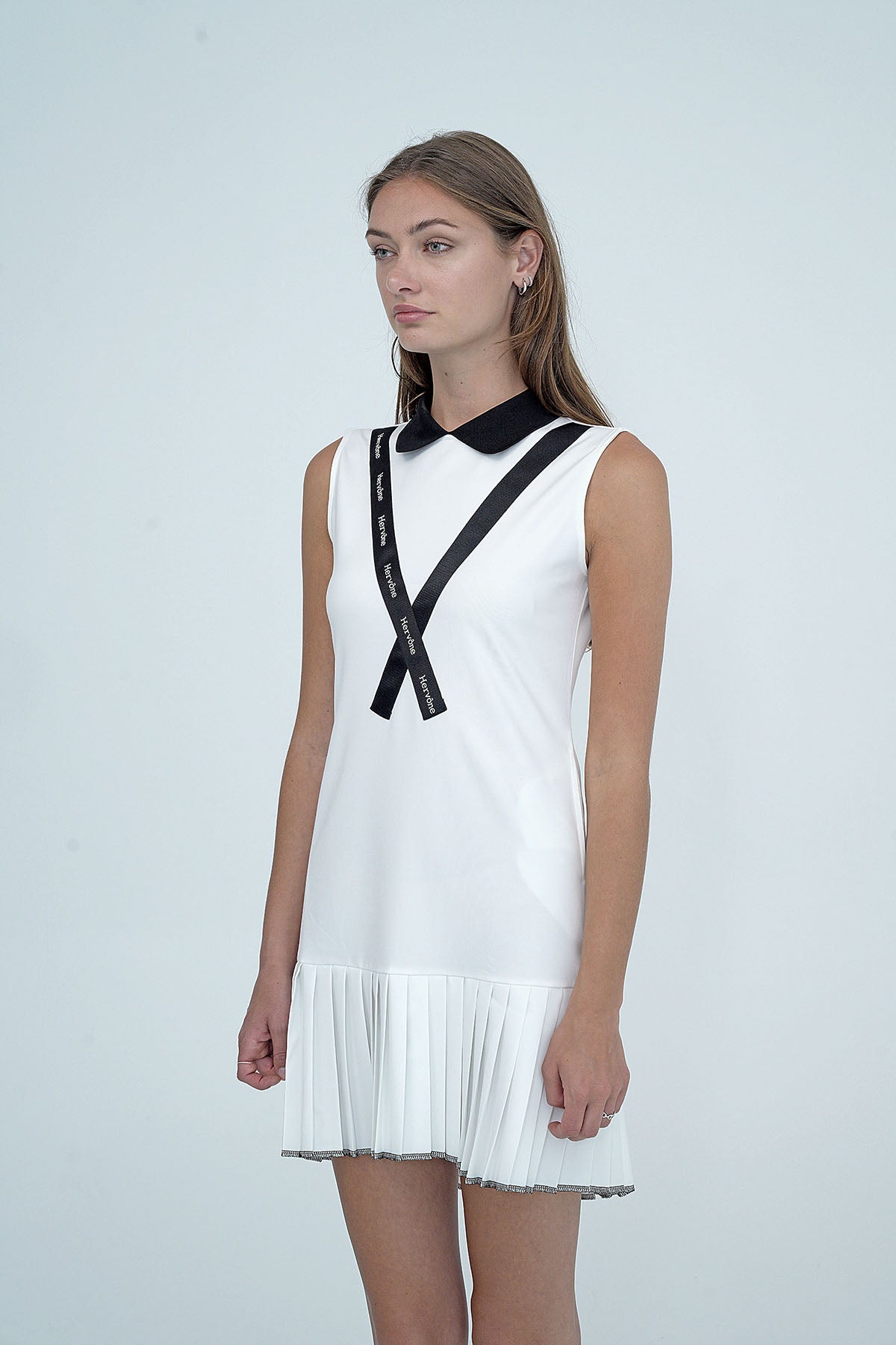 Women's Celine Asymmetric Collar Dress WHITE