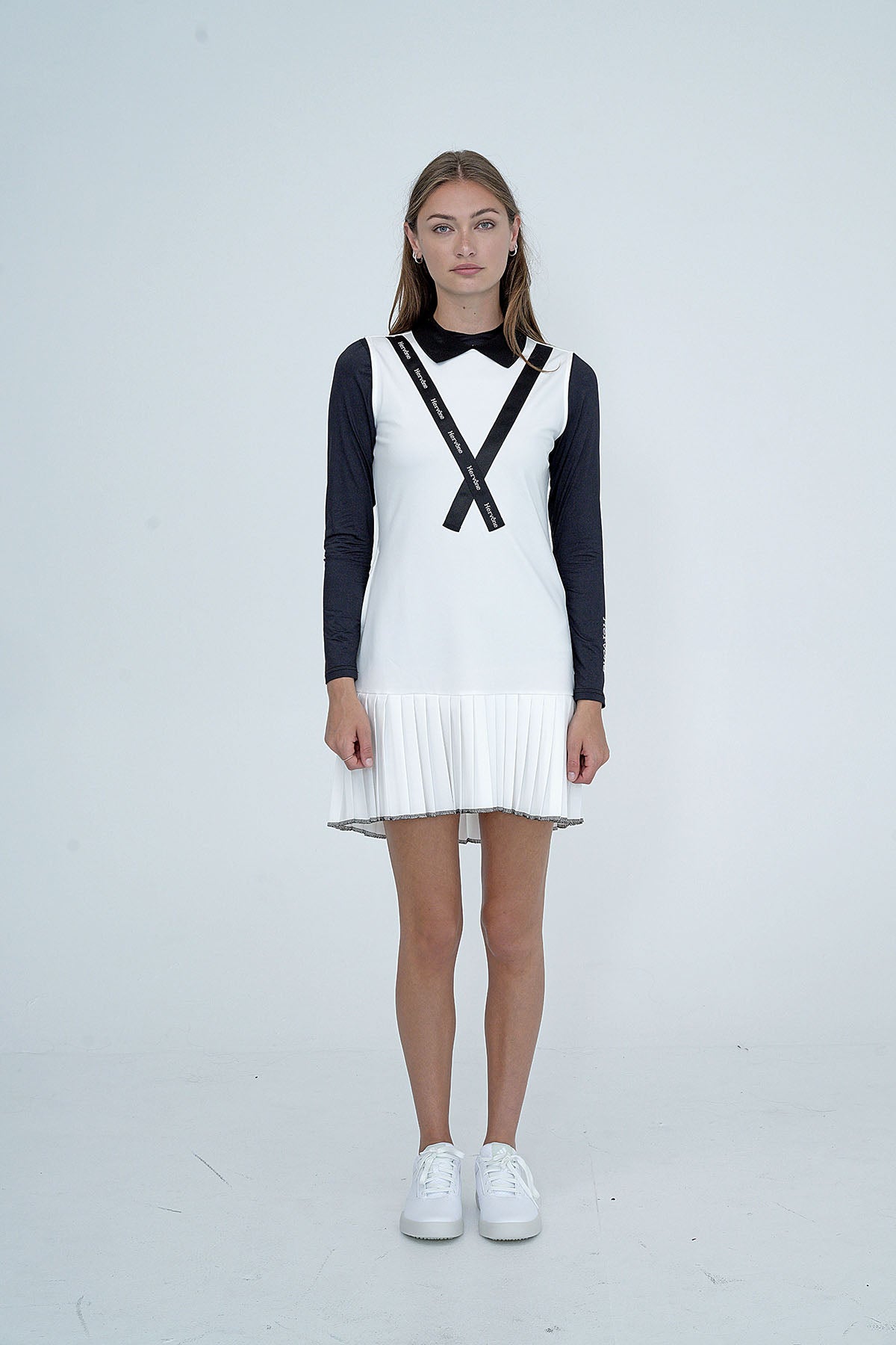 Women's Celine Asymmetric Collar Dress WHITE