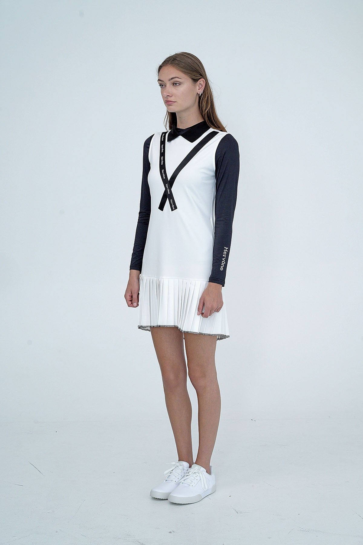 Women's Celine Asymmetric Collar Dress WHITE