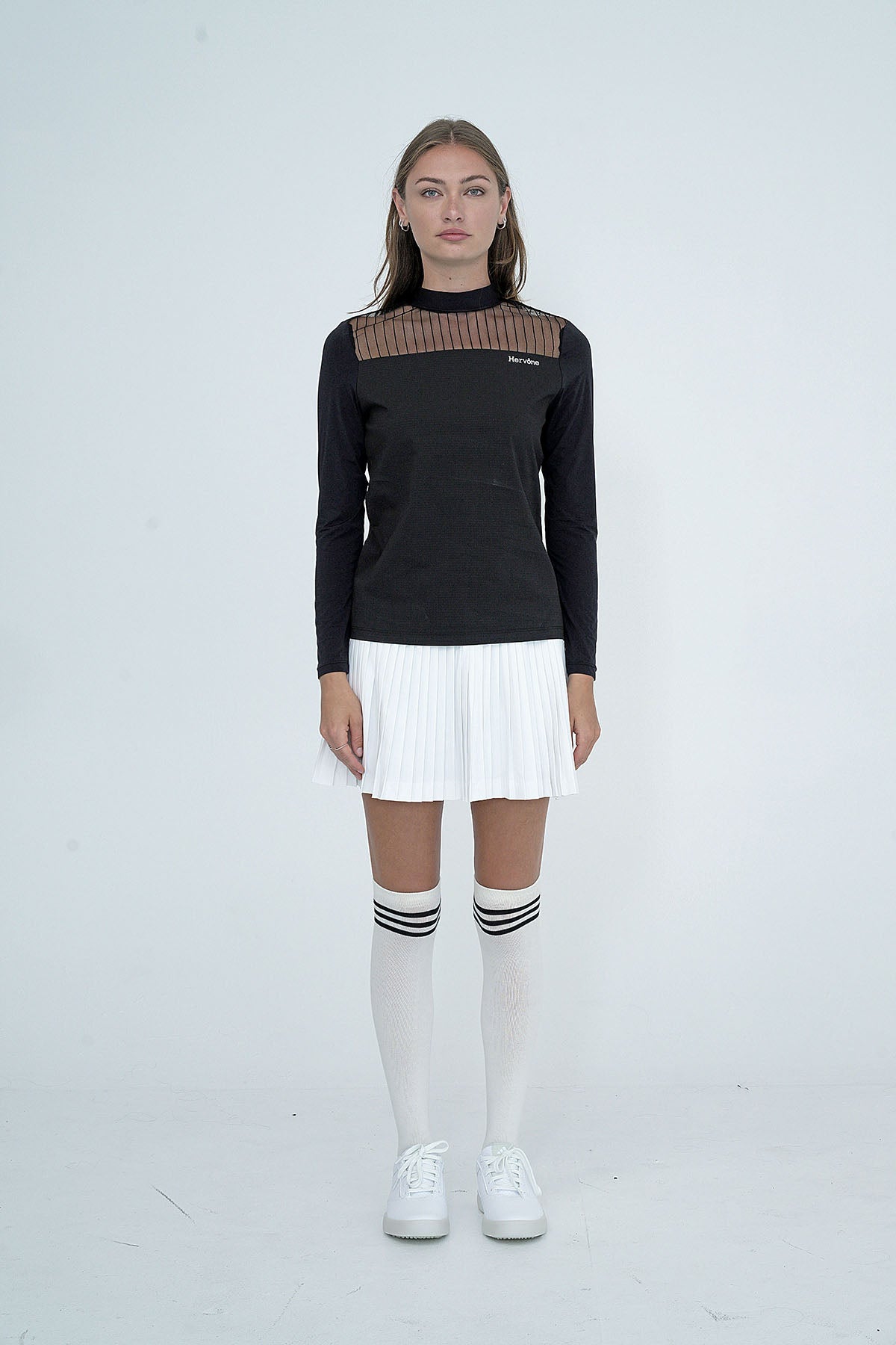 Women's Elise Sheer Half Neck Shirt BLACK