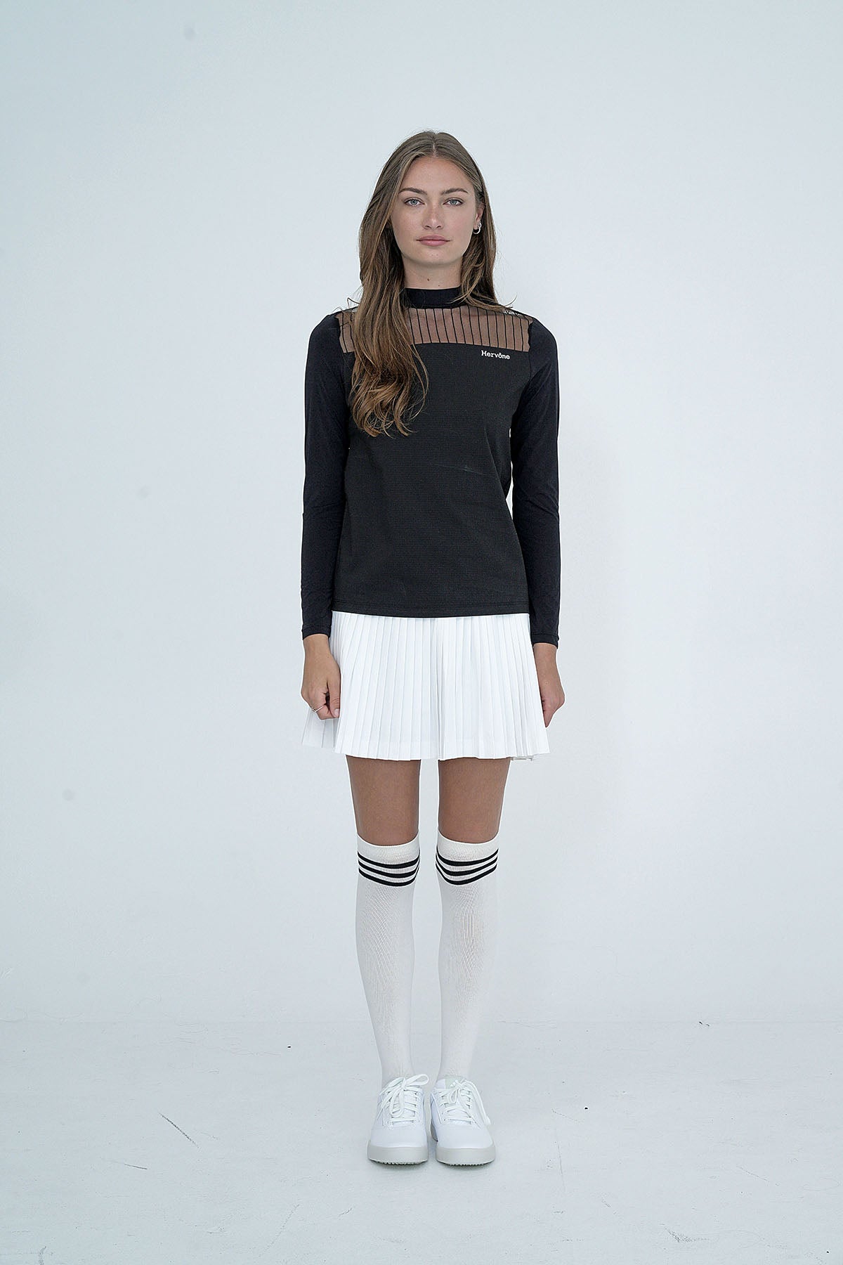 Women's Elise Sheer Half Neck Shirt BLACK