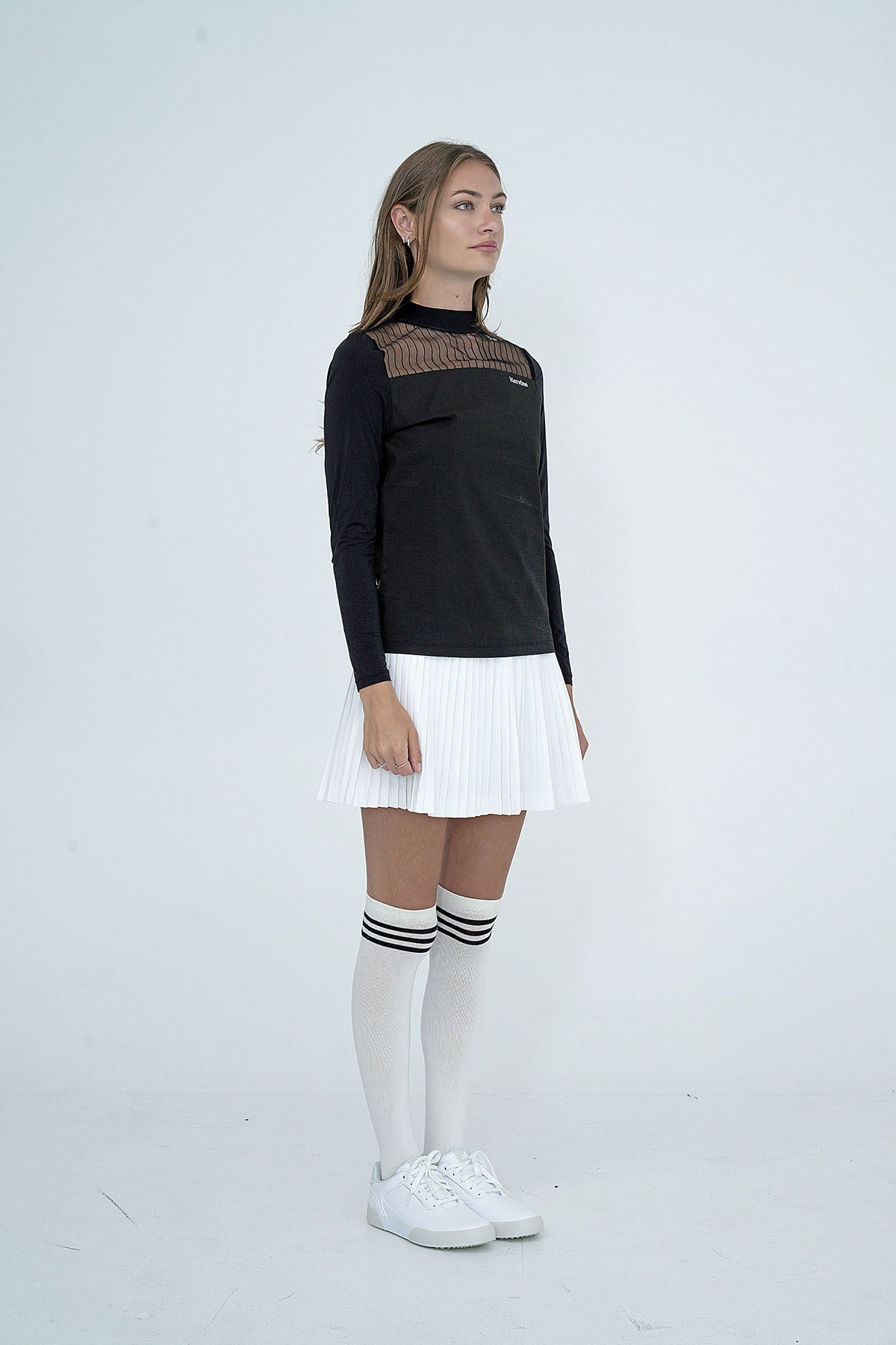 Women's Elise Sheer Half Neck Shirt BLACK