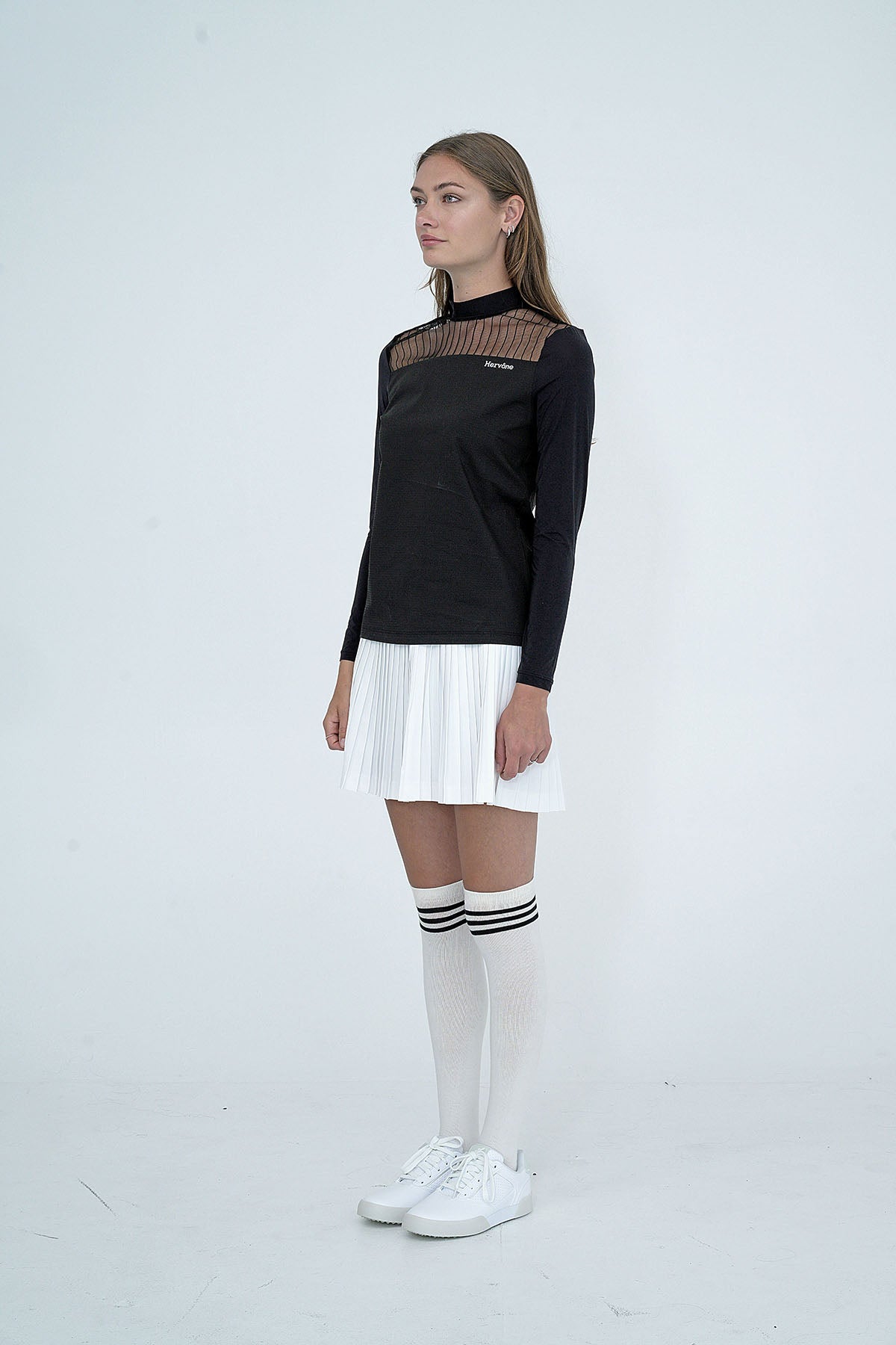 Women's Elise Sheer Half Neck Shirt BLACK