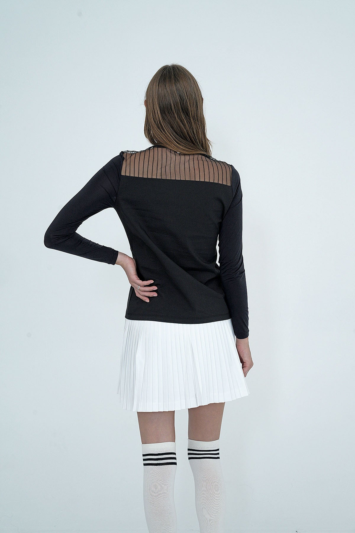 Women's Elise Sheer Half Neck Shirt BLACK