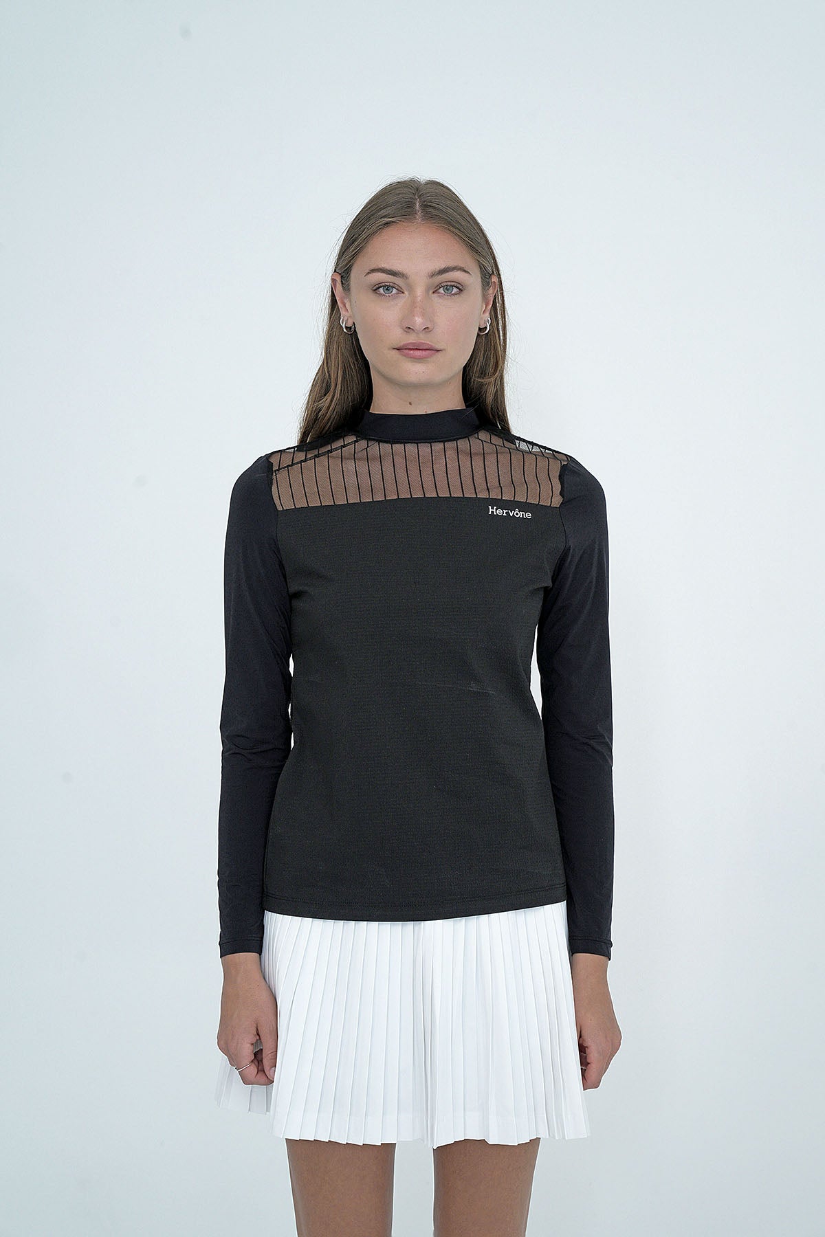 Women's Elise Sheer Half Neck Shirt BLACK