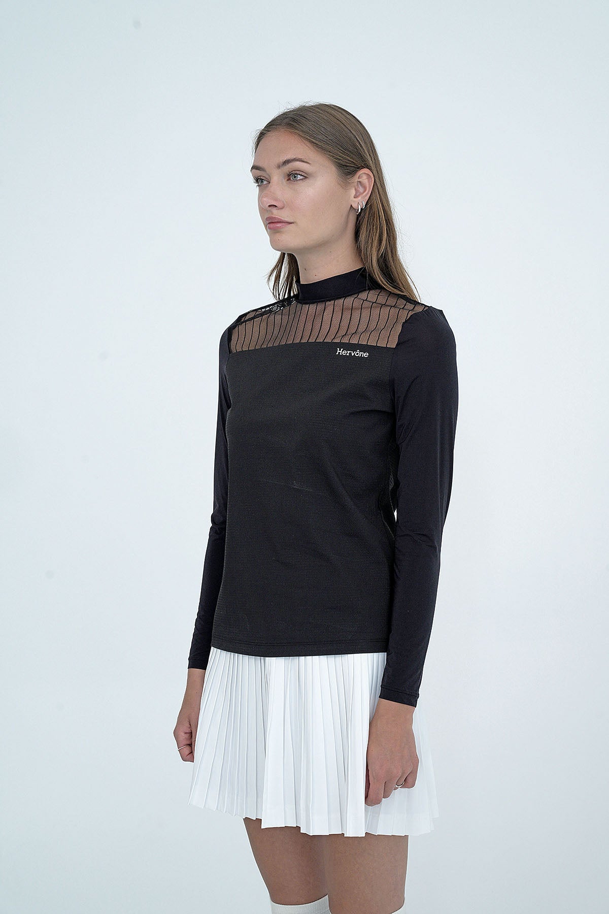 Women's Elise Sheer Half Neck Shirt BLACK