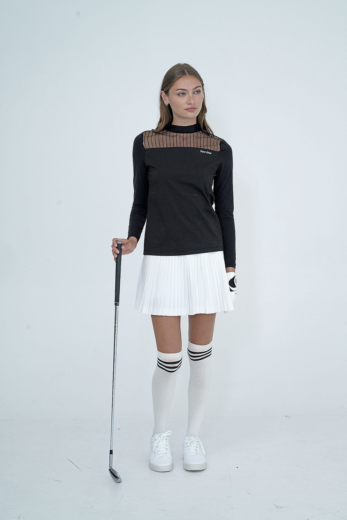 Women's Elise Sheer Half Neck Shirt BLACK