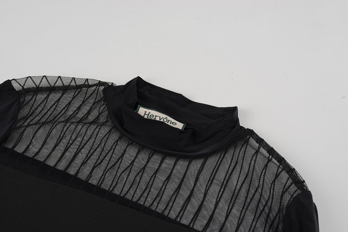 Women's Elise Sheer Half Neck Shirt BLACK