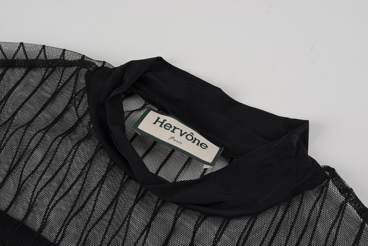 Women's Elise Sheer Half Neck Shirt BLACK