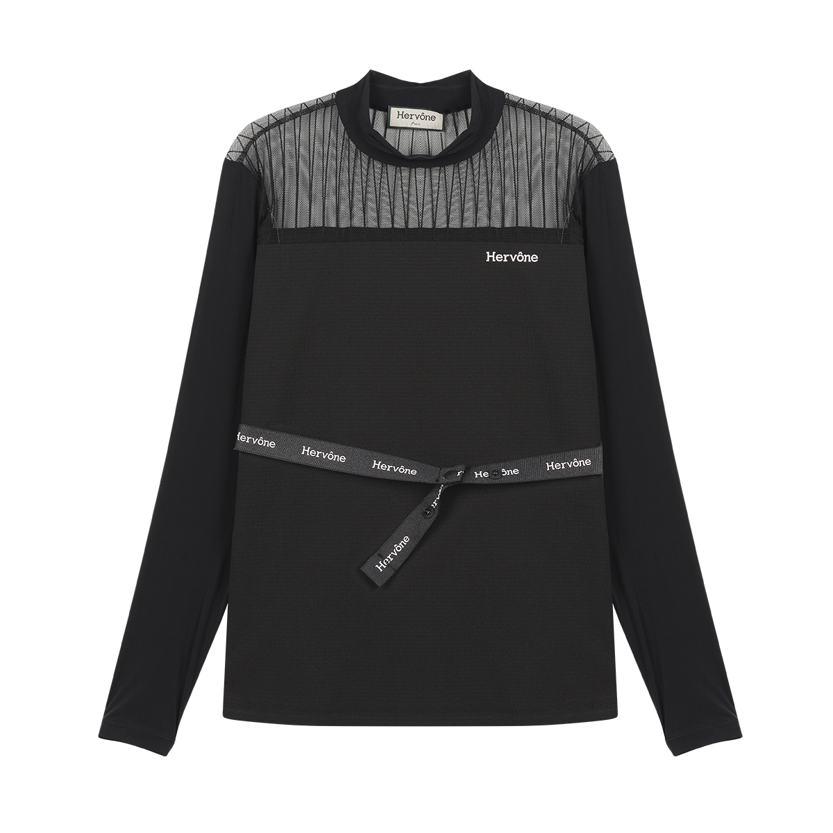 Women's Elise Sheer Half Neck Shirt BLACK