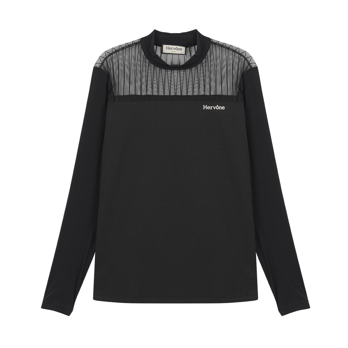 Women's Elise Sheer Half Neck Shirt BLACK