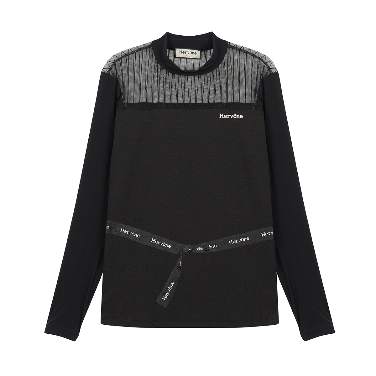 Women's Elise Sheer Half Neck Shirt BLACK