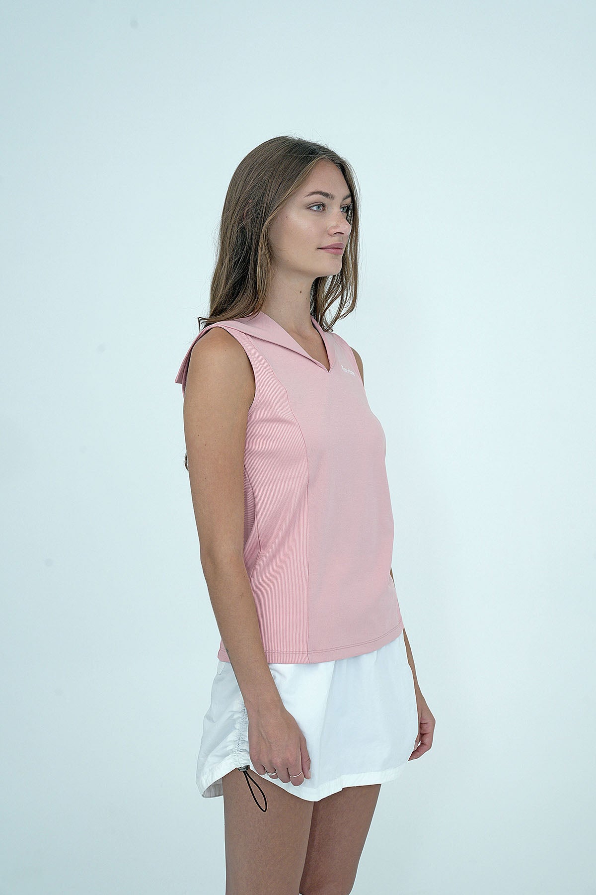 Women's Melody shawl Collar Sleeveless Top PINK