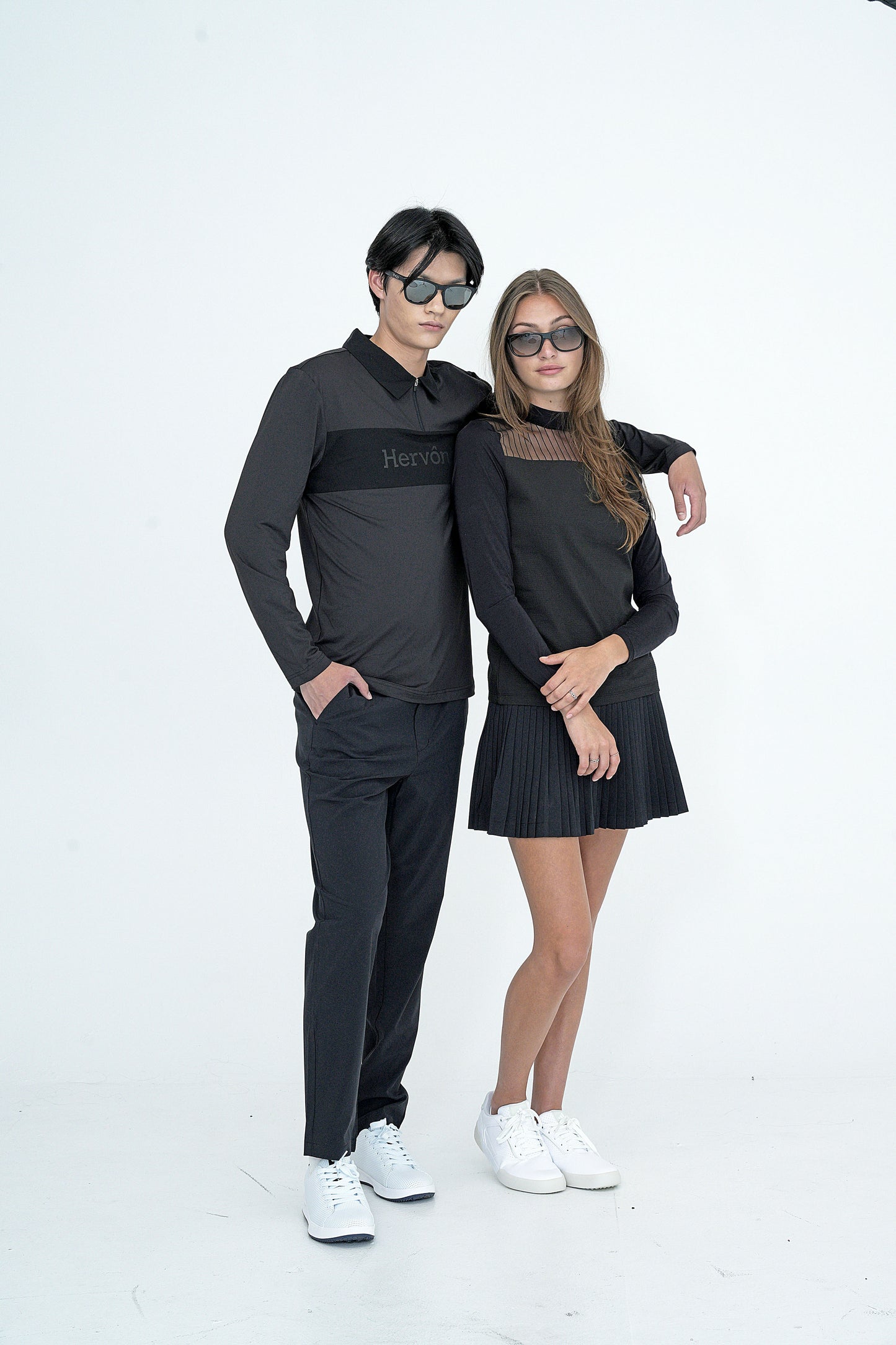 남성용 르누아르 긴팔 폴로 티셔츠 아이보리
