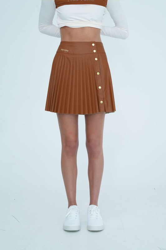 Women's Agathe Leather Wrap Skirt Brick