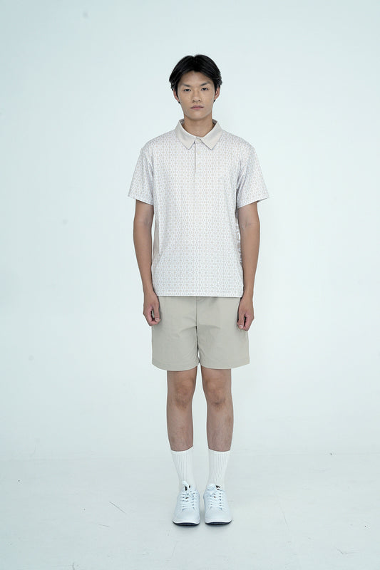 Men's Creed HV Logo Pattern Polo Shirt BEIGE