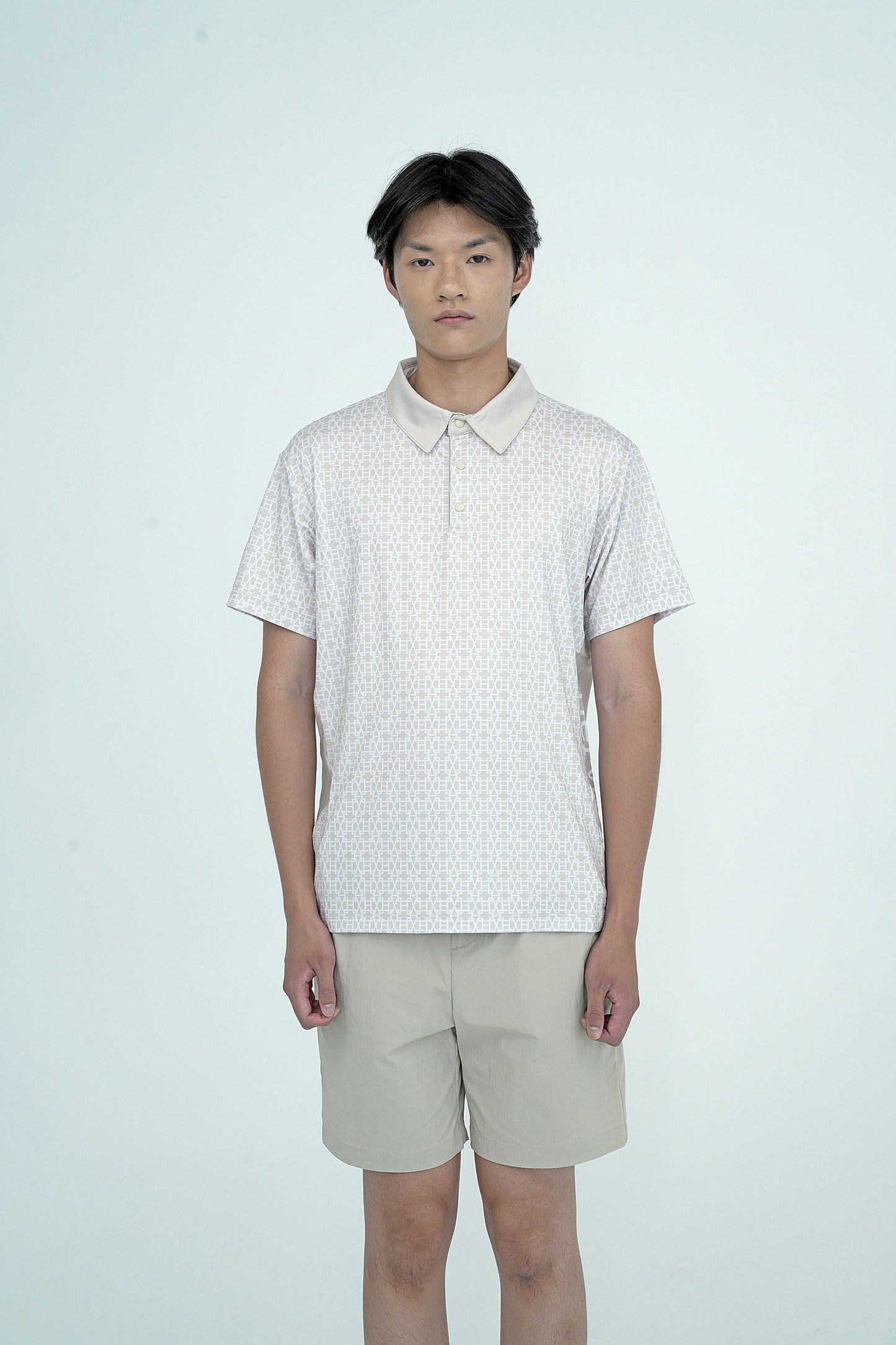 Men's Creed HV Logo Pattern Polo Shirt BEIGE