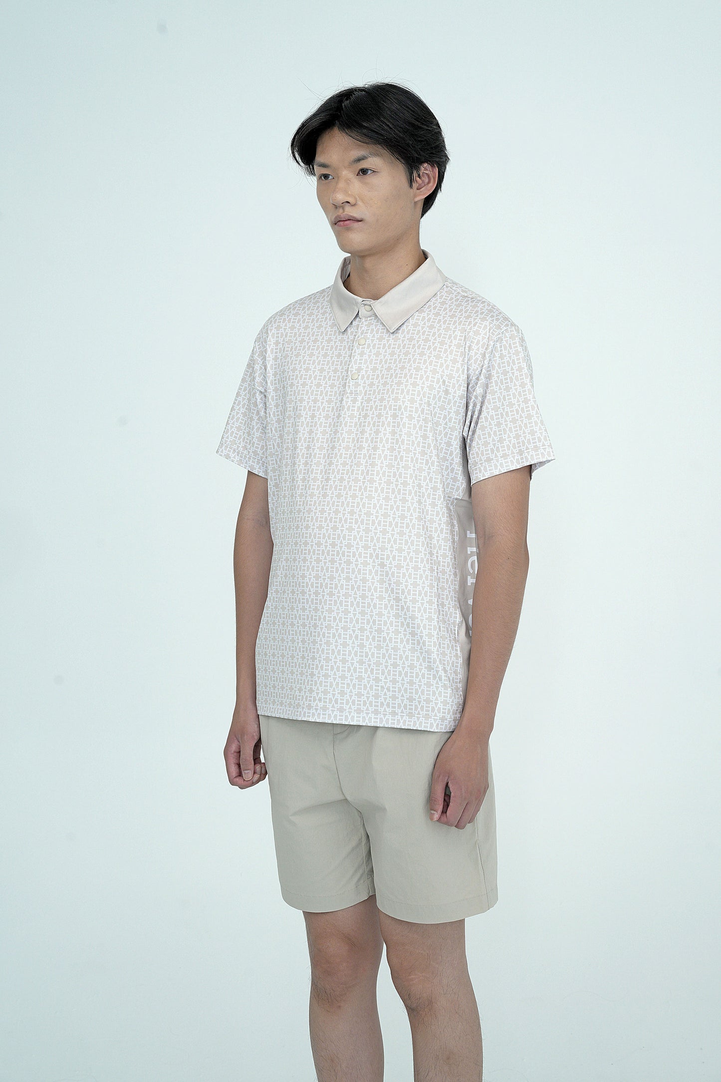 Men's Creed HV Logo Pattern Polo Shirt BEIGE