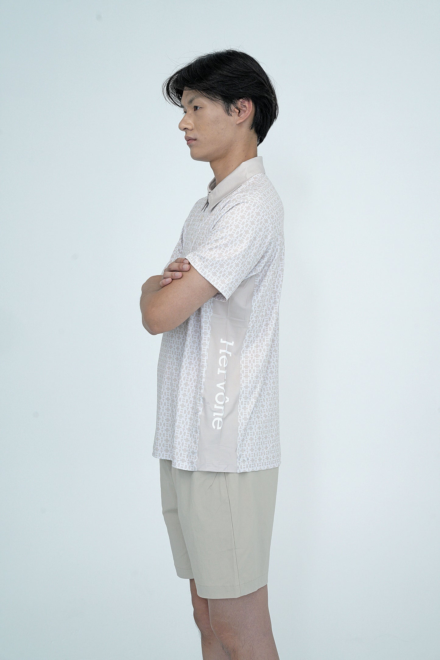 Men's Creed HV Logo Pattern Polo Shirt BEIGE