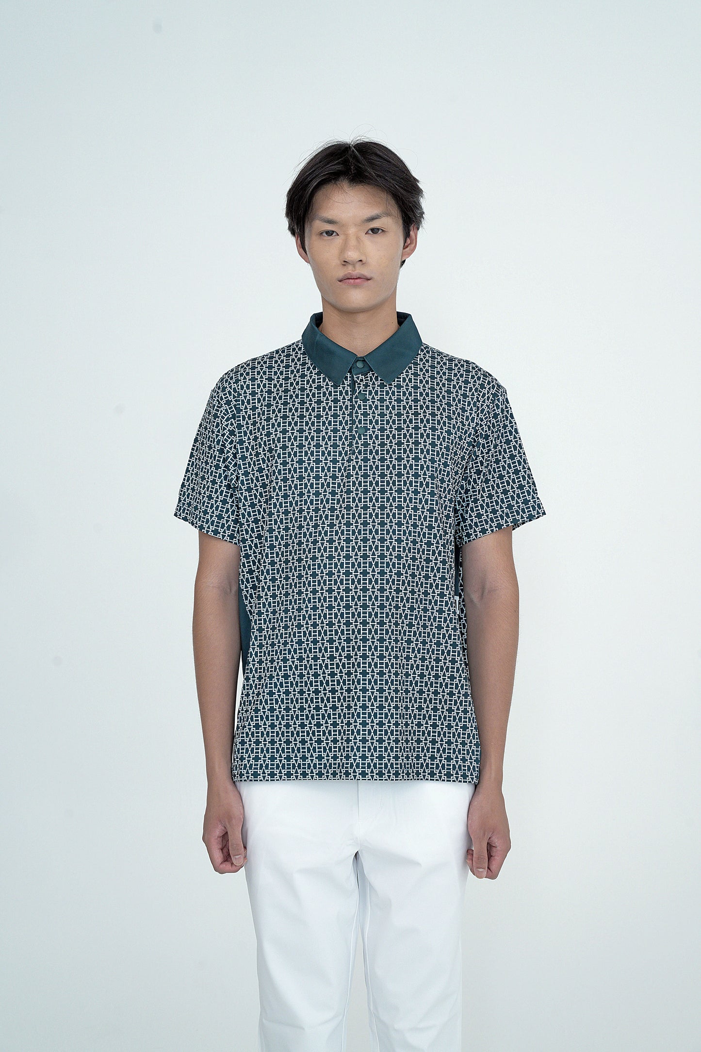 Men's Creed HV Logo Pattern Polo Shirt D.GREEN