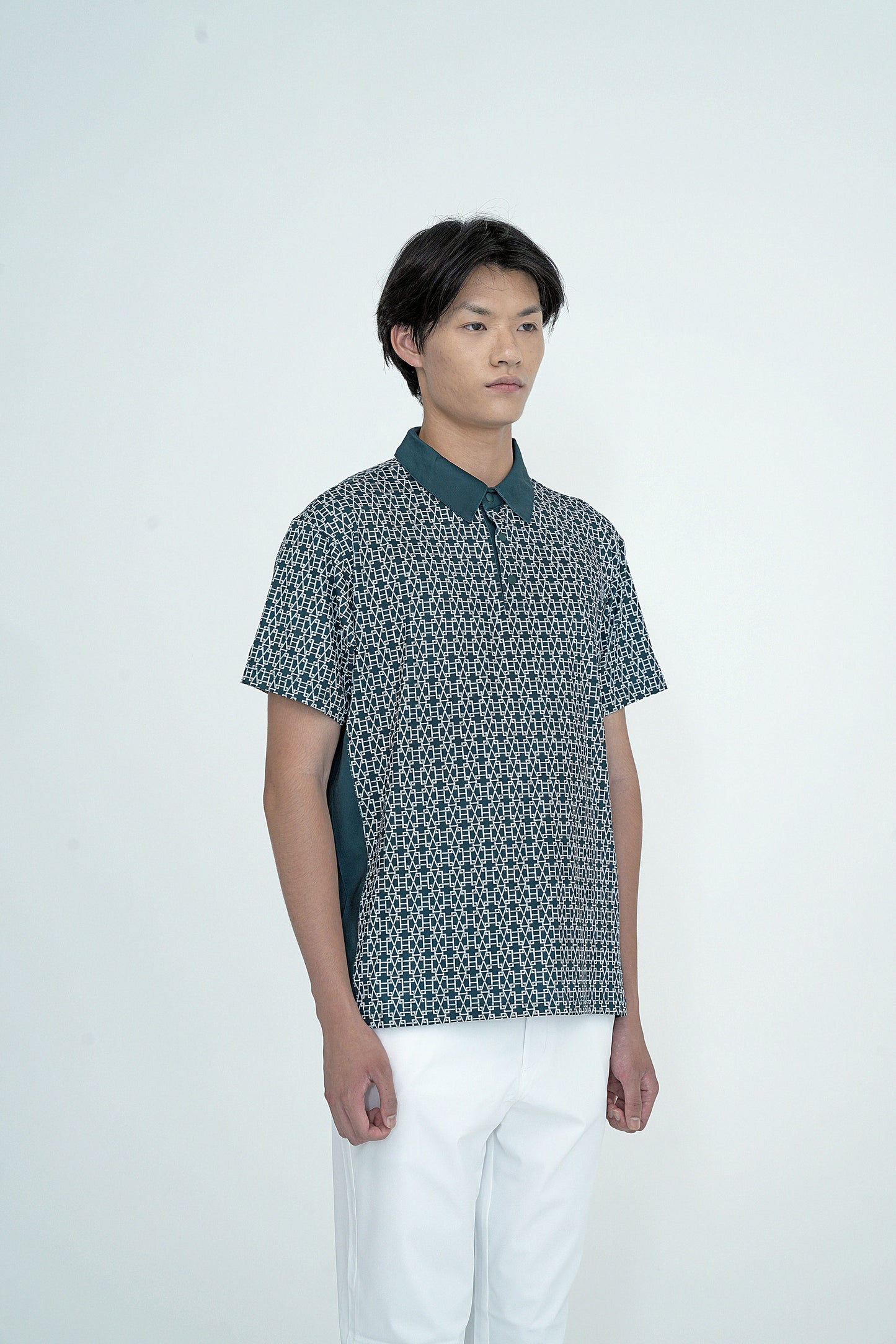Men's Creed HV Logo Pattern Polo Shirt D.GREEN