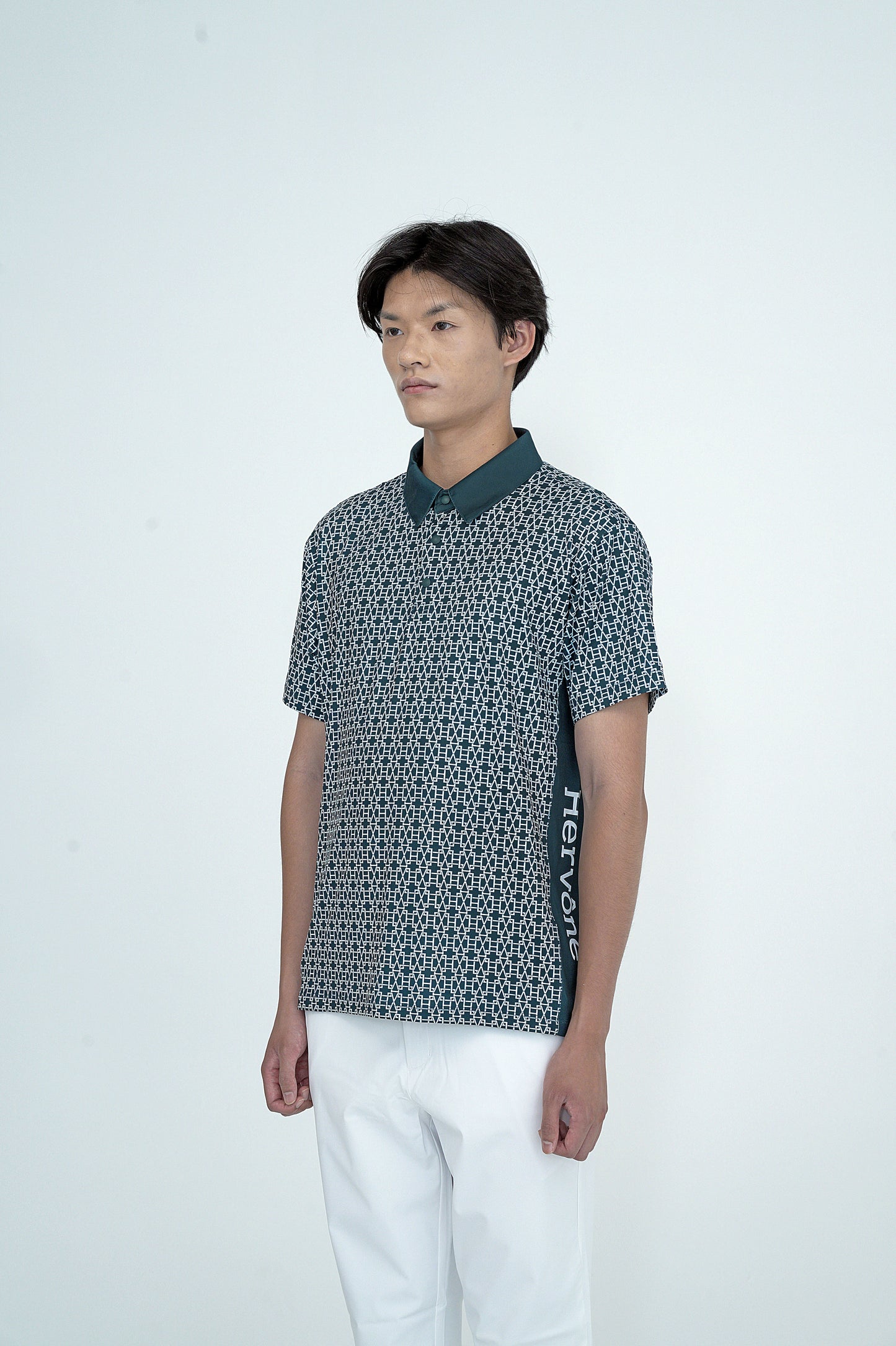 Men's Creed HV Logo Pattern Polo Shirt D.GREEN