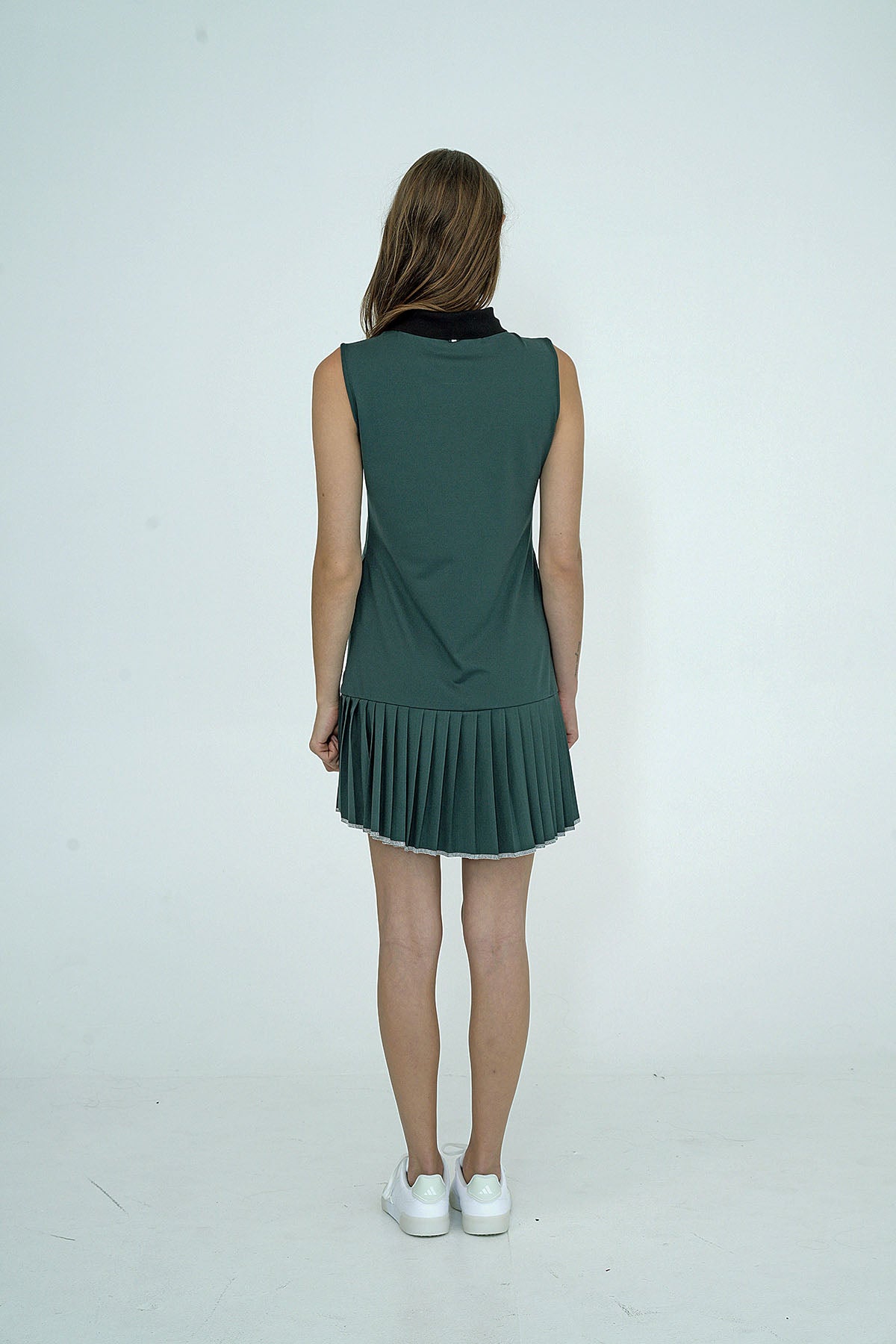 Women's Celine Asymmetric Collar Dress D.GREEN