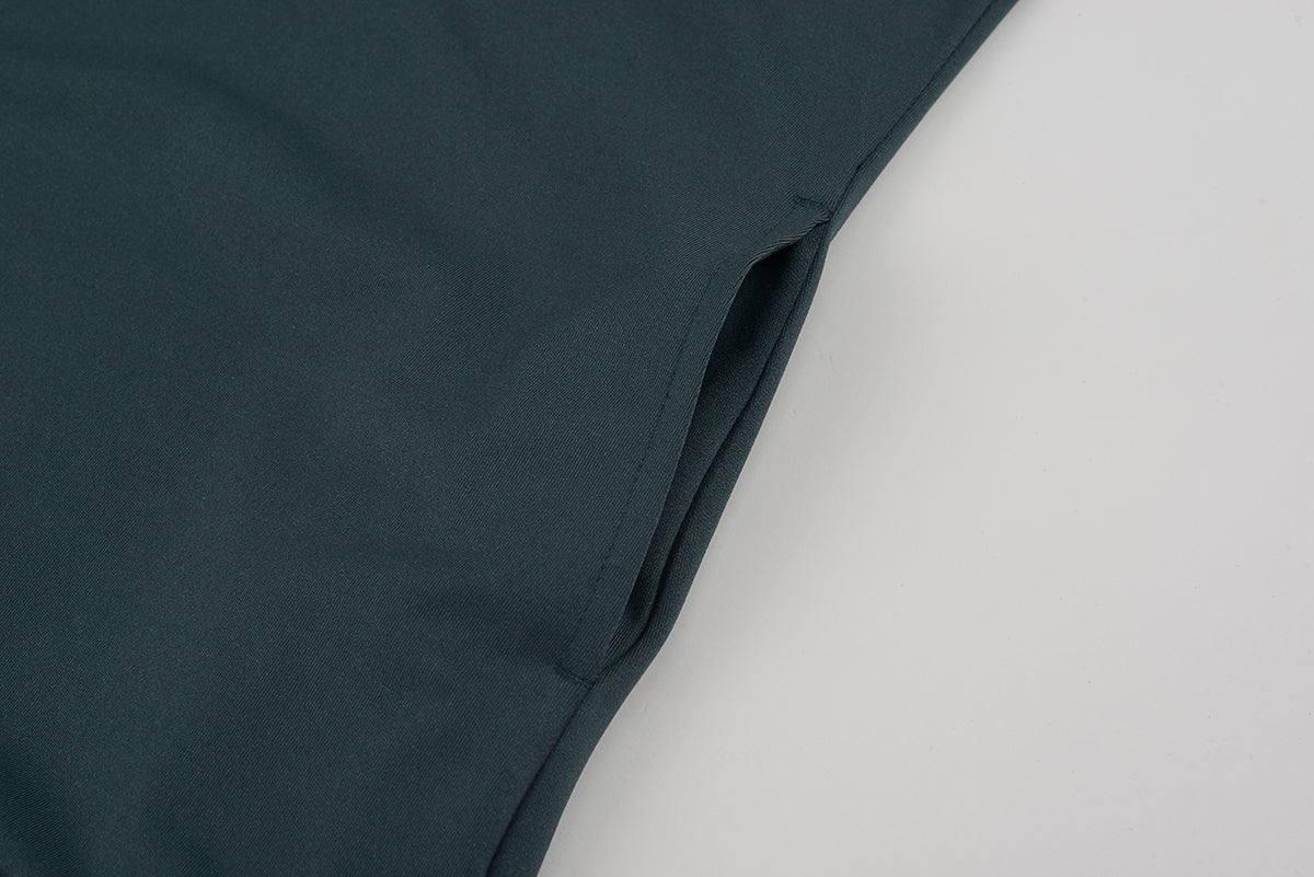 Women's Celine Asymmetric Collar Dress D.GREEN