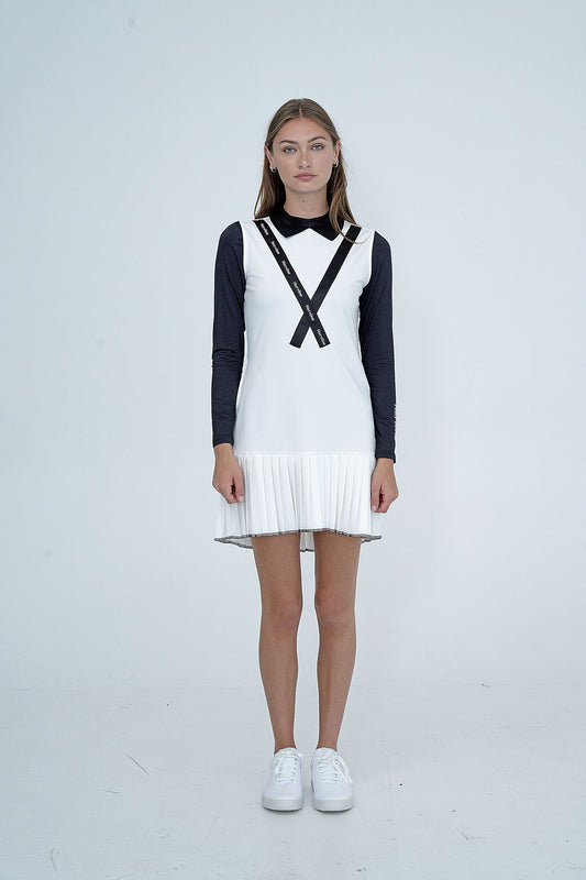 Women's Celine Asymmetric Collar Dress WHITE