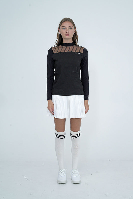 Women's Elise Sheer Half Neck Shirt BLACK