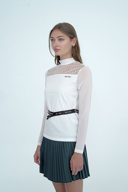 Women's Elise Sheer Half Neck Shirt WHITE