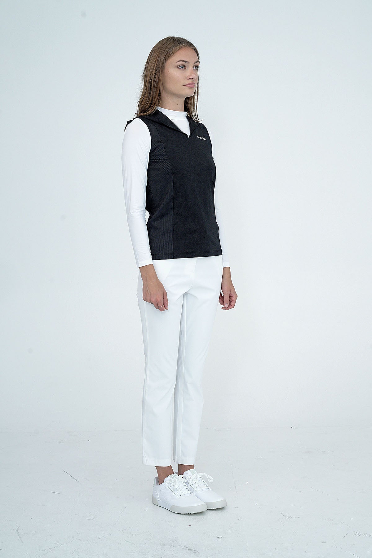 Women's Melody Shawl Collar Sleeveless Top BLACK
