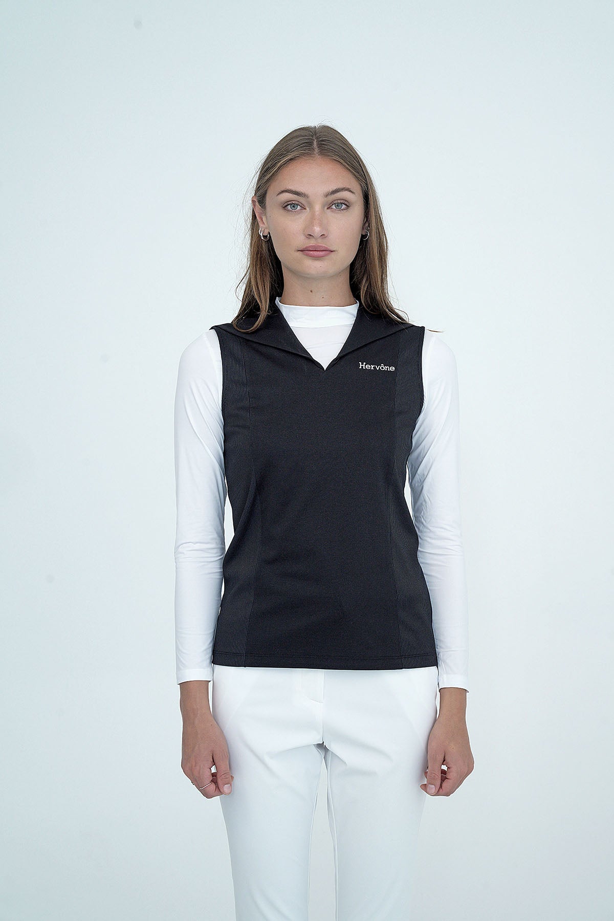 Women's Melody Shawl Collar Sleeveless Top BLACK